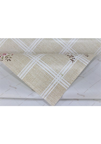 Elyaf Astarlı Silinebilir Pvc Muşamba Masa Örtüsü Krem Çiçek fırsatları