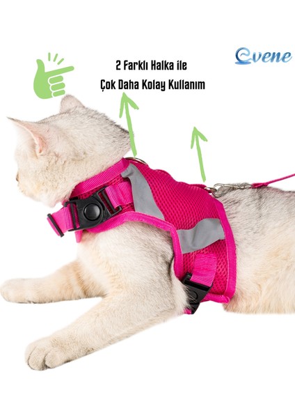Kedi Tasması Göğüs Boyun Tasma Seti Sevk Kayışlı Terletmeyen Nefes Alan Reflektörlü Tasma fiyatları