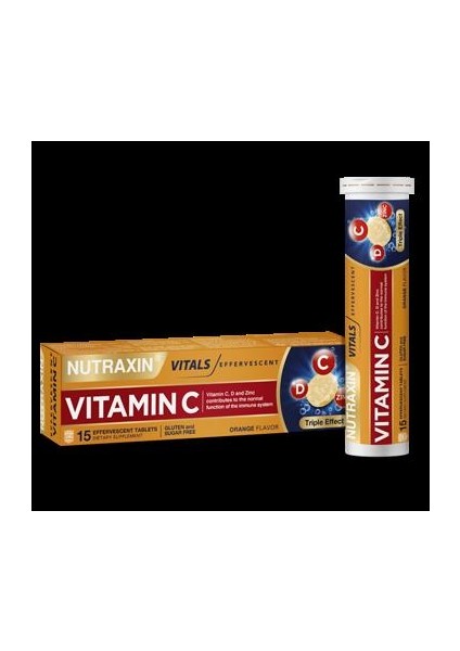 Nutraxin Efervesan Vitamin C-D-Zınc 15 Tablet 8680512630708