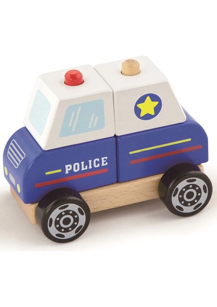 VIGA TOYS Vigatoys Ahşap Polis ARABASI-13X10X8CM