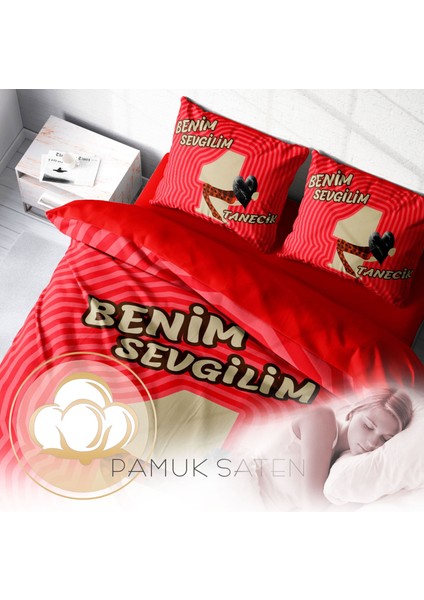 Sevgililer Günü Pamuk Saten Çift Kişilik Nevresim Takımı Birtanem modelleri