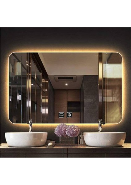 65 x 90 cm Dokunmatik Tuşlu Buğu Çözücü Ledli Banyo Aynası Dekoratif Ayna modelleri