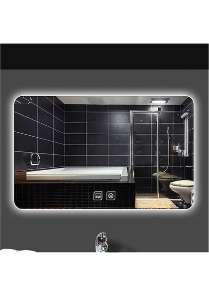 Global Led Mirror 65 x 90 cm Dokunmatik Tuşlu Buğu Çözücü Ledli Banyo Aynası Dekoratif Ayna