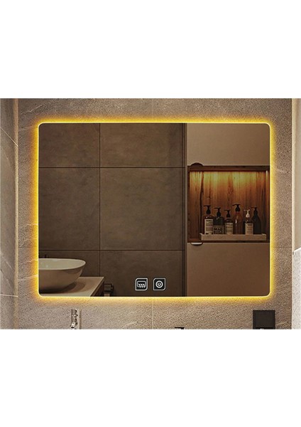 50 x 65 cm Dokunmatik Tuşlu Buğu Çözücü Ledli Banyo Aynası Dekoratif Ayna fırsatları