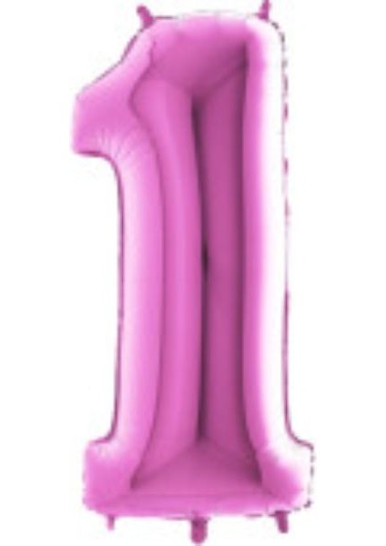 1 Rakam Pembe Folyo Balon 40 Inç 100 cm