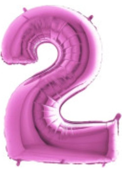 2 Rakam Pembe Folyo Balon 40 Inç 100 cm