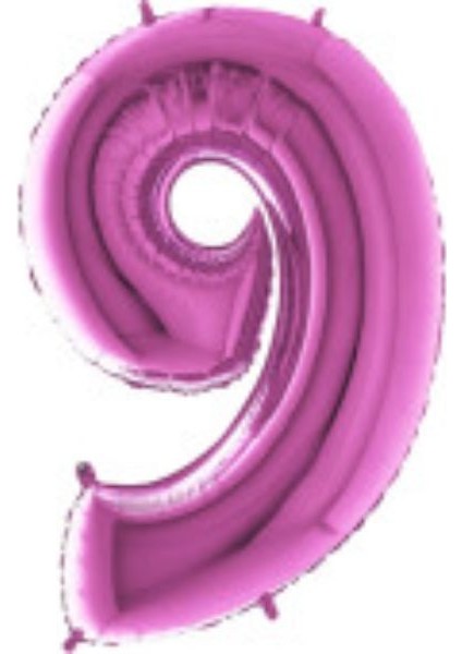 9 Rakam Pembe Folyo Balon 40 Inç 100 cm