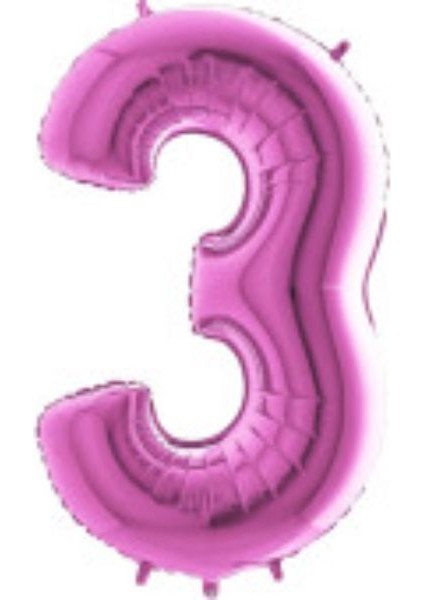 3 Rakam Pembe Folyo Balon 40 Inç 100 cm