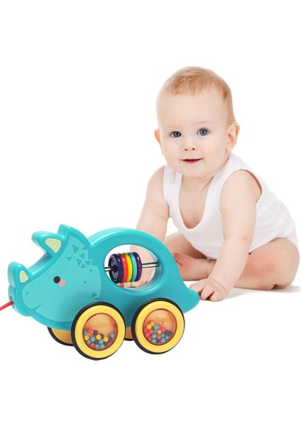 Hayvan Çekme Oyuncak Hışırtı Tekerlekler ile Oyuncak Push & Pull Oyuncaklar Triceratops Için Oyuncaklar (Yurt Dışından) modelleri