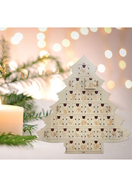 Noel Ağacı Şekli Advent Takvimi Dıy Ahşap Ofis Masa Üstü Için Yeni Yıl Için (Yurt Dışından)