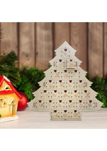 Noel Ağacı Şekli Advent Takvimi Dıy Ahşap Ofis Masa Üstü Için Yeni Yıl Için (Yurt Dışından)