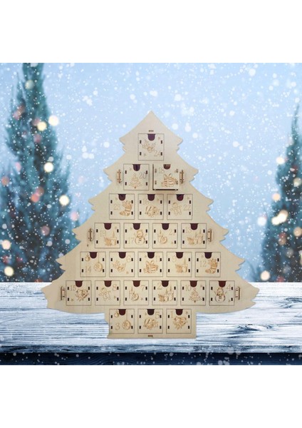 Noel Ağacı Şekli Advent Takvimi Dıy Ahşap Ofis Masa Üstü Için Yeni Yıl Için (Yurt Dışından)