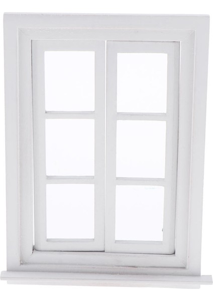 Bebek Evi için Minyatür Ahşap 6 Panel Pencere Çerçevesi -Beyaz (Yurt Dışından)