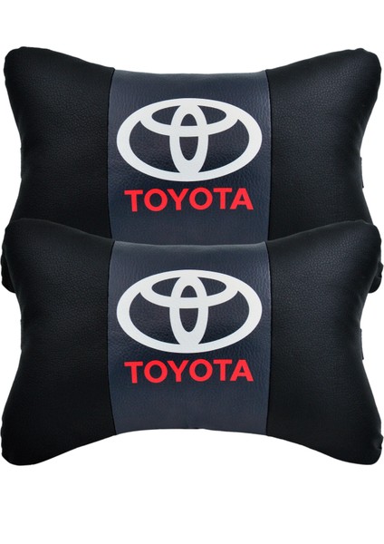 Toyota 2'li Lüx Ortopedik Oto Boyun Yastığı (Dijital Deri Baskı)