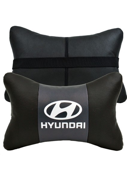 Hyundai 2'li Lüx Ortopedik Oto Boyun Yastığı (Dijital Deri Baskı)