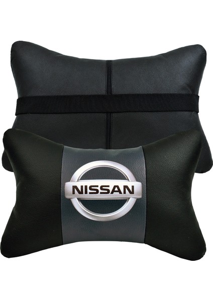 Nissan 2'li Lüx Ortopedik Oto Boyun Yastığı (Dijital Deri Baskı)
