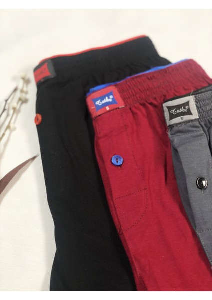 Erkek Karışık Renkli %100 Pamuk Düğmeli Penye 4'lü Boxer modelleri