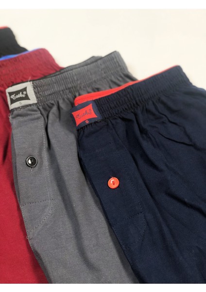 Erkek Karışık Renkli %100 Pamuk Düğmeli Penye 4'lü Boxer fırsatları