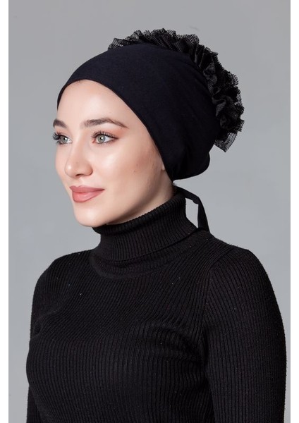 Siyah Penye Fırfırlı Kaymayan Bone indirimleri