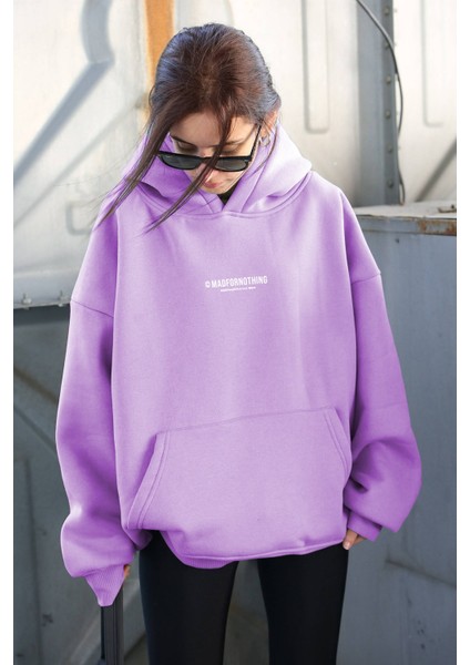 Mad Girls Lila Baskılı Oversize Sweatshirt MG1287 fiyatları