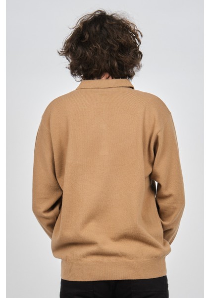 Erkek Lambswool Polo Yaka Kazak 0593147 Camel