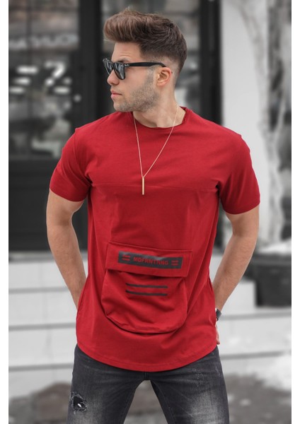 Baskılı Bordo T-Shirt 5359