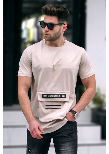 Baskılı Bej T-Shirt 5359