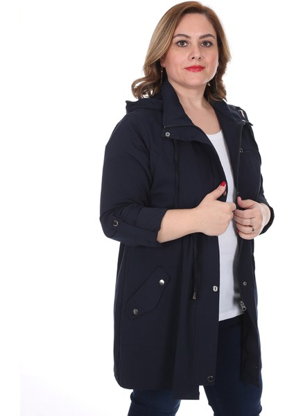 Kadın Büyük Beden Pamuklu Mevsimlik Trençkot 3019 Lacivert/navy 21S32003019 fiyatları