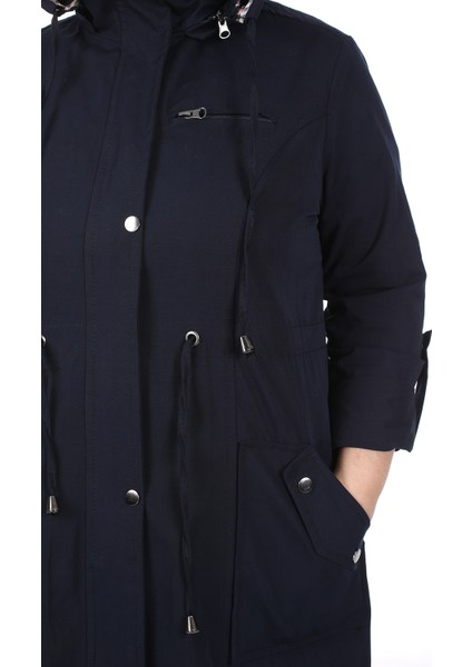 Kadın Büyük Beden Pamuklu Mevsimlik Trençkot 3019 Lacivert/navy 21S32003019 indirimleri