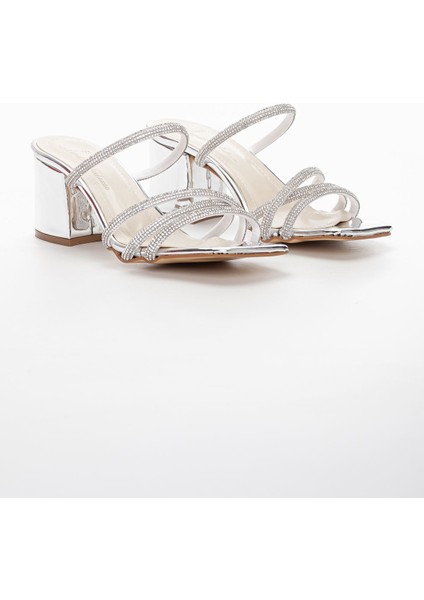 Brian Kadın Topuklu Terlik Gümüş modelleri