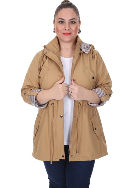 Kadın Büyük Beden Mevsimlik Trençkot 595 Camel 21S32000595