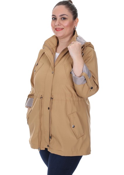 Kadın Büyük Beden Mevsimlik Trençkot 595 Camel 21S32000595