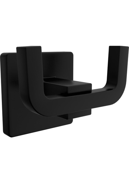 Ömür Boyu Paslanmaz Iki Kancalı Havlu ve Bornoz Askılığı Siyah D-008