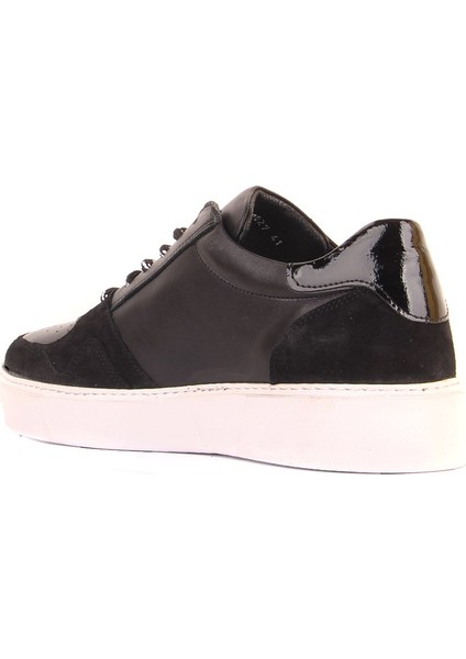 Sail Lakers - Siyah Deri, Süet Bağcıklı Erkek Sneaker