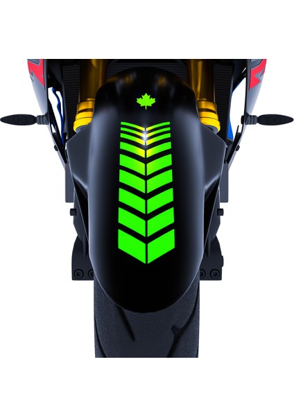 2 Adet Sport Motosiklet Çamurluk Floresan Yeşil Kask Sticker Çınar Extreme