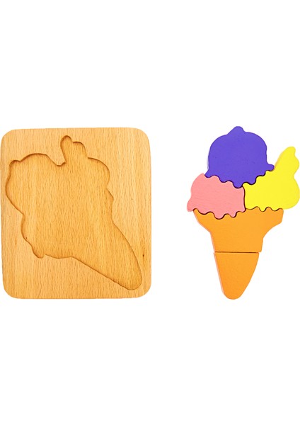 Doğal Ahşap Çocuklar İçin Eğitici ve Öğretici Ahşap Renkli Dondurma Puzzle 3 Boyutlu Denge Oyunu fırsatları