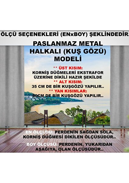 Altın Pamuk Her Ölçüde Enxboy Seçenekli Kuşgözlü Balkon Perdesi-Balkon Brandası Sarı