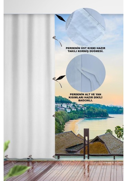 Her Ölçüde Enxboy Seçenekli Bağcıklı Balkon Perdesi-Balkon Brandası Beyaz fiyatları