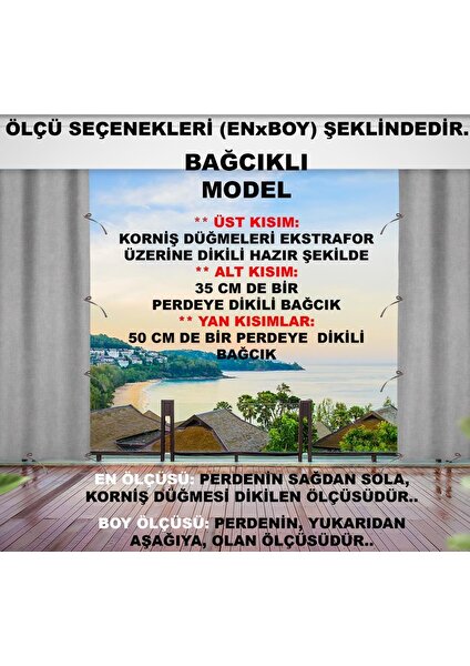 Altın Pamuk Her Ölçüde Enxboy Seçenekli Bağcıklı Balkon Perdesi-Balkon Brandası Beyaz