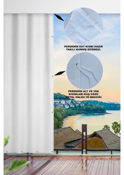 Her Ölçüde Enxboy Seçenekli Kuşgözlü Balkon Perdesi-Balkon Brandası Beyaz fiyatları