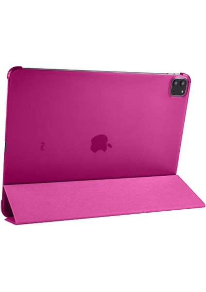 - Apple iPad Pro 12.9 2021 (5.Nesil) - Tablet Kılıfı Smart Cover Standlı 1-1 Kılıf - Pembe