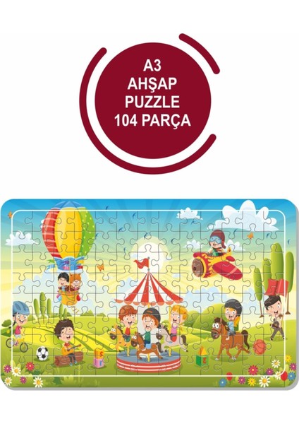 Çocuklar Oyunda A3 104 Parça Puzzle Oyuncak Yapboz