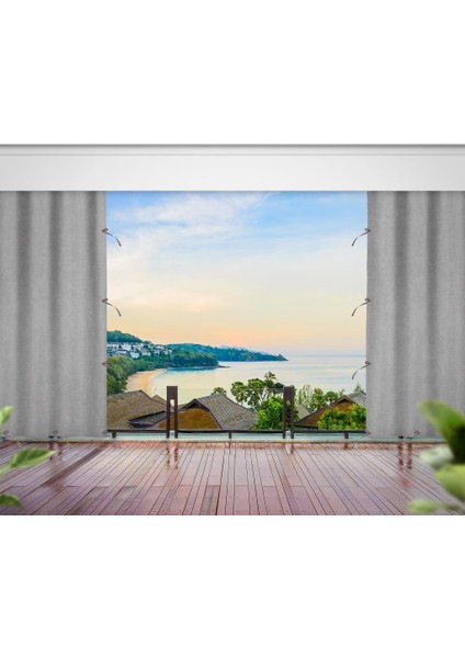 Enxboy Seçenekli Bağcıklı Balkon Perdesi Brandası Gri modelleri