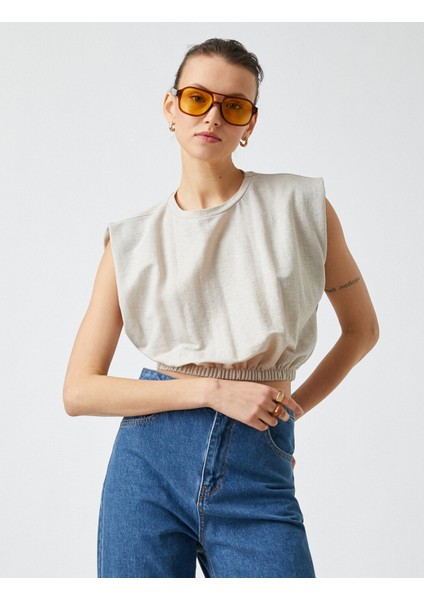 2YAK13351EK Yuvarlak Yaka Kısa Kollu Normal Kalıp Açık Kahve Kadın T-Shirt fiyatları