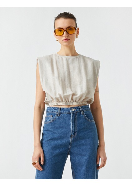 2YAK13351EK Yuvarlak Yaka Kısa Kollu Normal Kalıp Açık Kahve Kadın T-Shirt modelleri