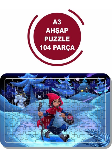 Kırmızı Başlıklı Kız E Kurt A3 104 Parça Puzzle Oyuncak Yapboz