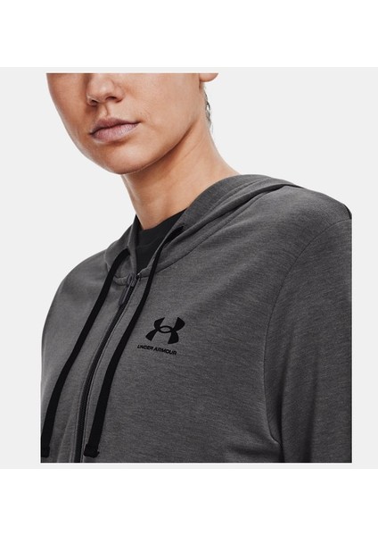 Under Armour Kadın UA Rival Terry Tam Boy Fermuarlı Kapüşonlu Üst 1369853-010