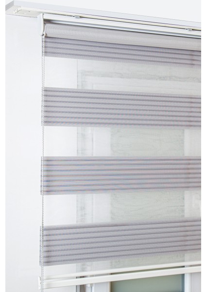 Gri Geniş Pileli Zebra Stor Perde