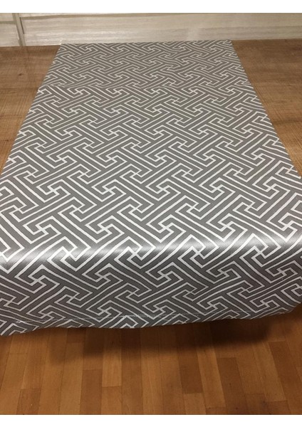 Labirent Geometrik Desenli jakar Kumaş Gri/Ekru Runner 40*140 cm - 83