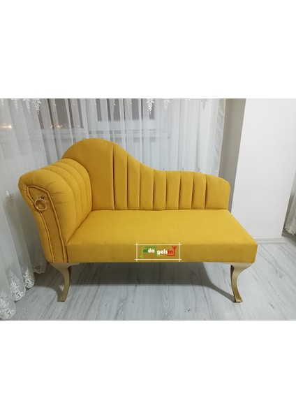 Alda Gelsin Yeni Model Ultra Lüks Alda Çizgili Josefin Bench Puf Berjer  110 cm